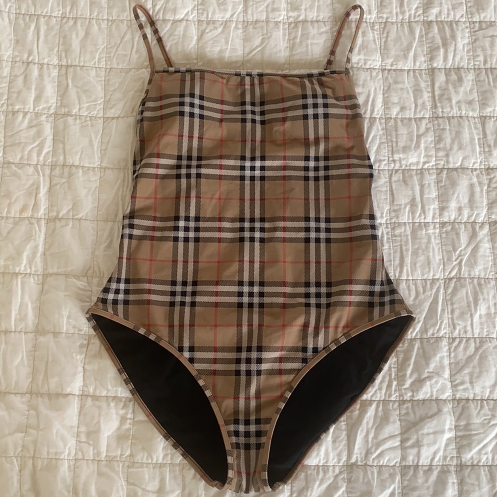 (Sold)Burberry Delia one piece check print Medium M - Picture 4 of 11